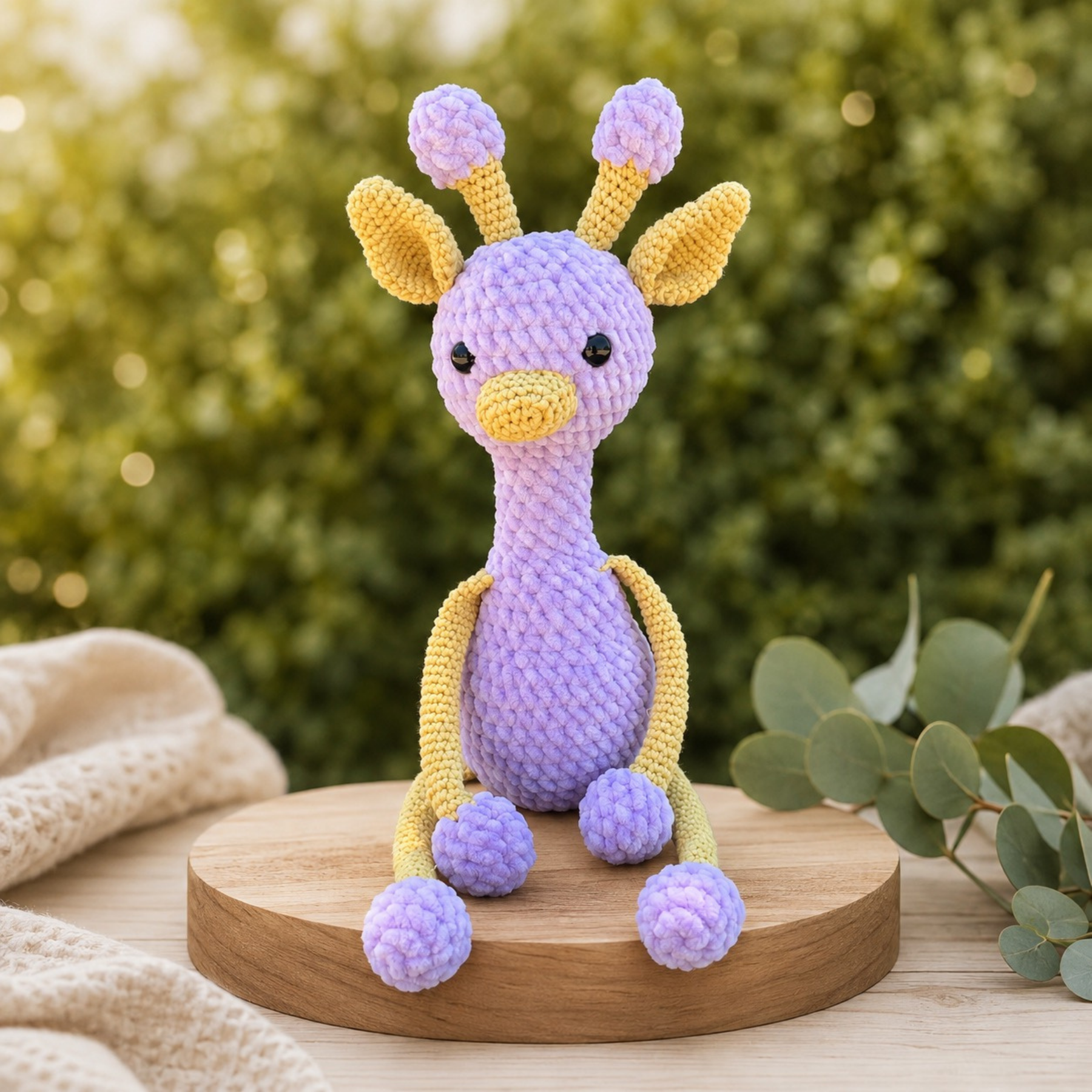 40 cm El Örgüsü Zürafa Amigurumi – Kadife ve Organik Pamuk İplikli Oyuncak