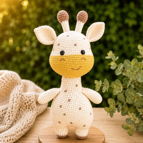 Organik Pamuk El Örgüsü Zürafa – 30 cm Sarı