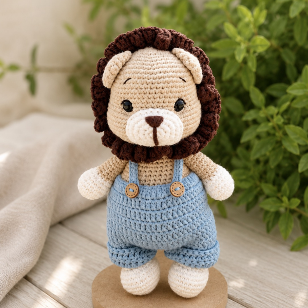 Organik Pamuklu Aslan Amigurumi Oyuncak – 24 cm
