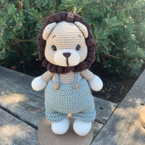 Organik Pamuklu Aslan Amigurumi Oyuncak – 24 cm