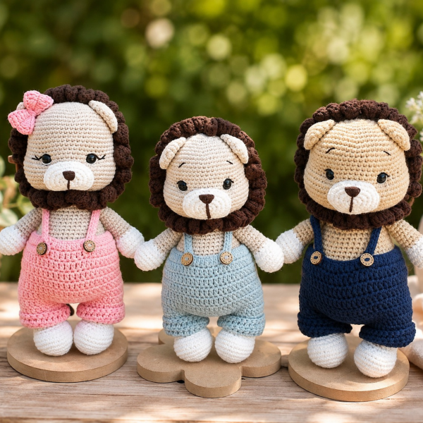 Organik Pamuklu Aslan Amigurumi Oyuncak – 24 cm