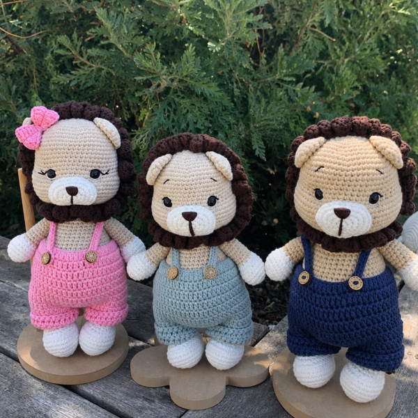 Organik Pamuklu Aslan Amigurumi Oyuncak – 24 cm