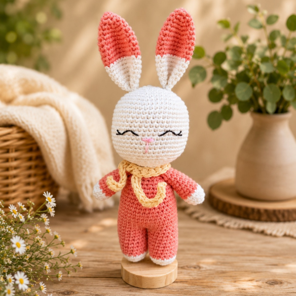 İki Renkli Organik Pamuk Tavşan Uyku Arkadaşı – 22 cm