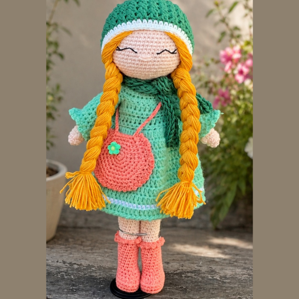 Snowflake Kış Bebeği – 33 cm Organik Pamuk Oyun Arkadaşı Amigurumi