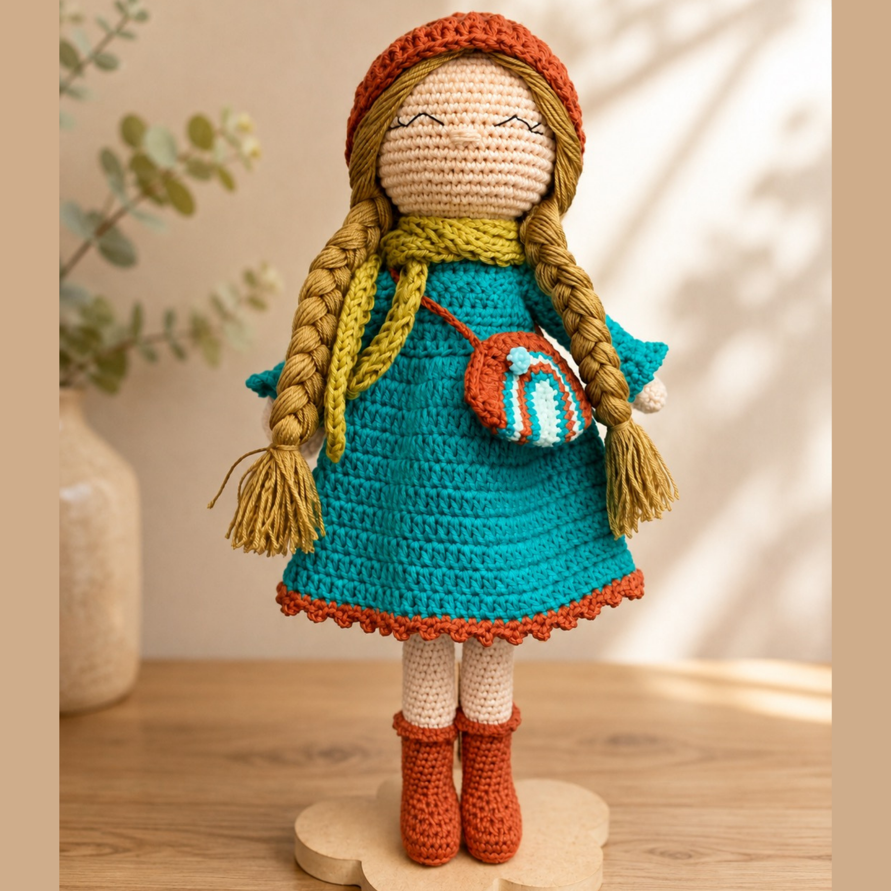 Snowflake Kış Bebeği – 33 cm Organik Pamuk Oyun Arkadaşı Amigurumi