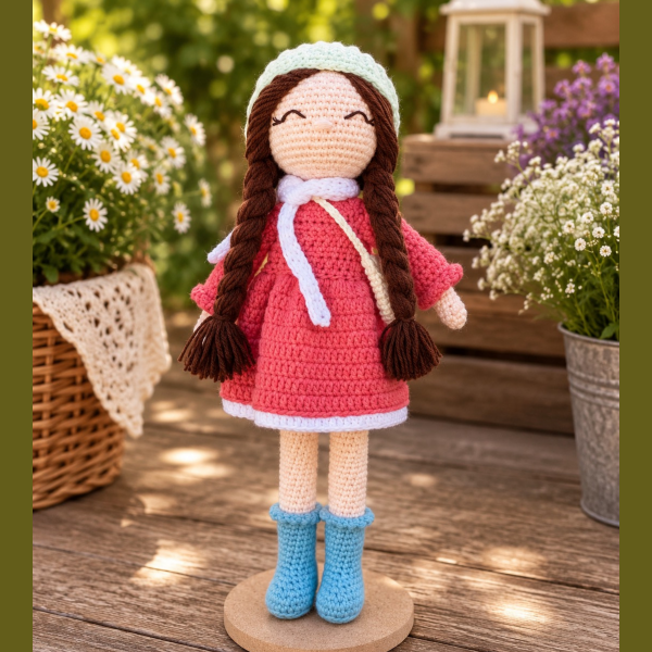 Snowflake Kış Bebeği – 33 cm Organik Pamuk Oyun Arkadaşı Amigurumi