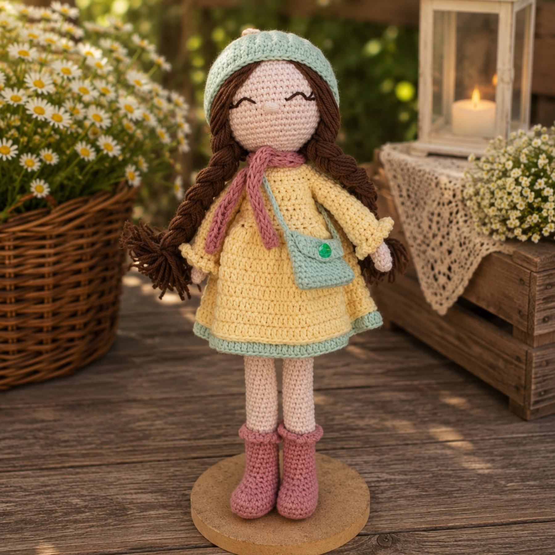 Snowflake Kış Bebeği – 33 cm Organik Pamuk Oyun Arkadaşı Amigurumi