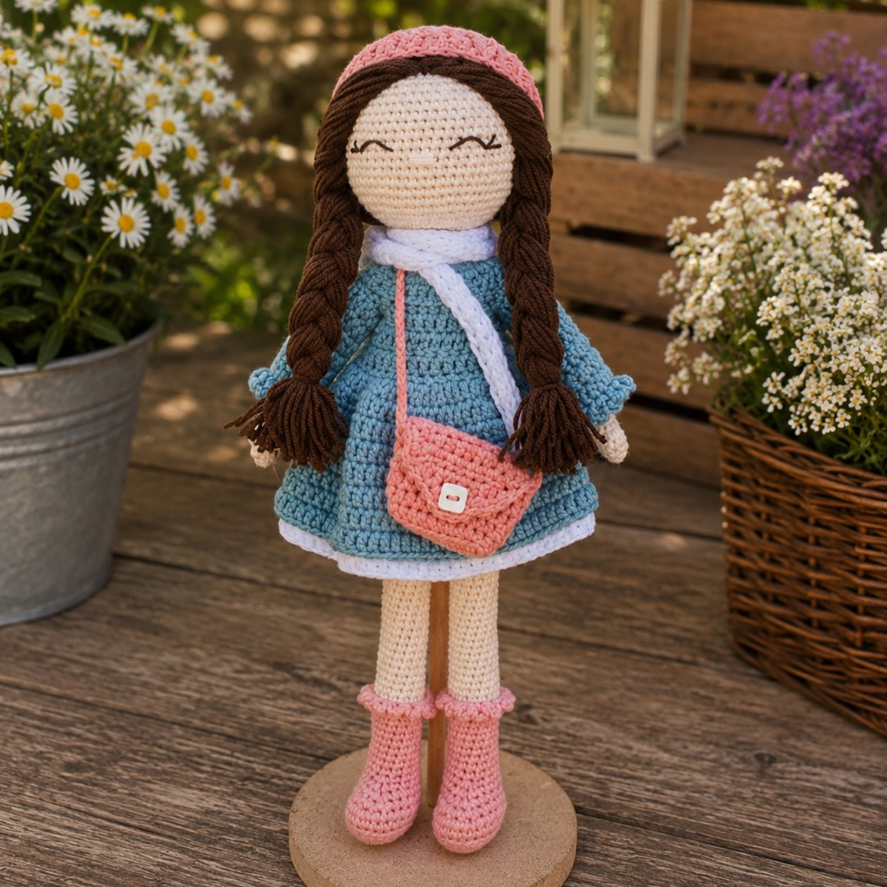 Snowflake Kış Bebeği – 33 cm Organik Pamuk Oyun Arkadaşı Amigurumi