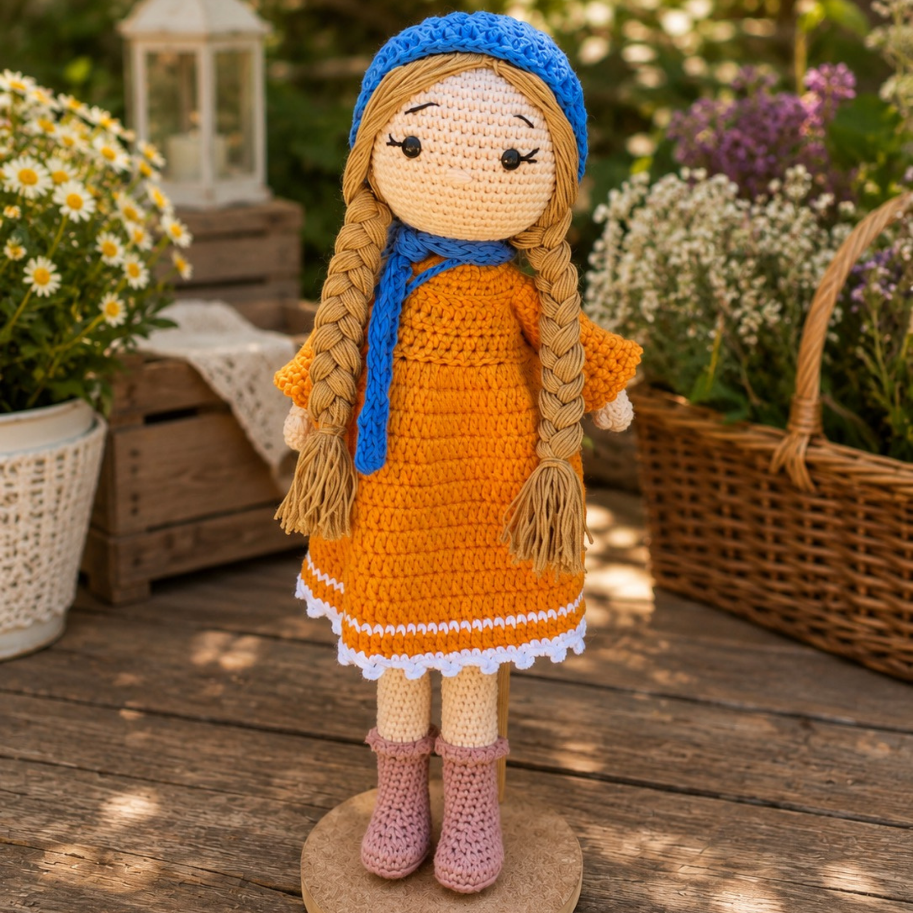 Snowflake Kış Bebeği – 33 cm Organik Pamuk Oyun Arkadaşı Amigurumi