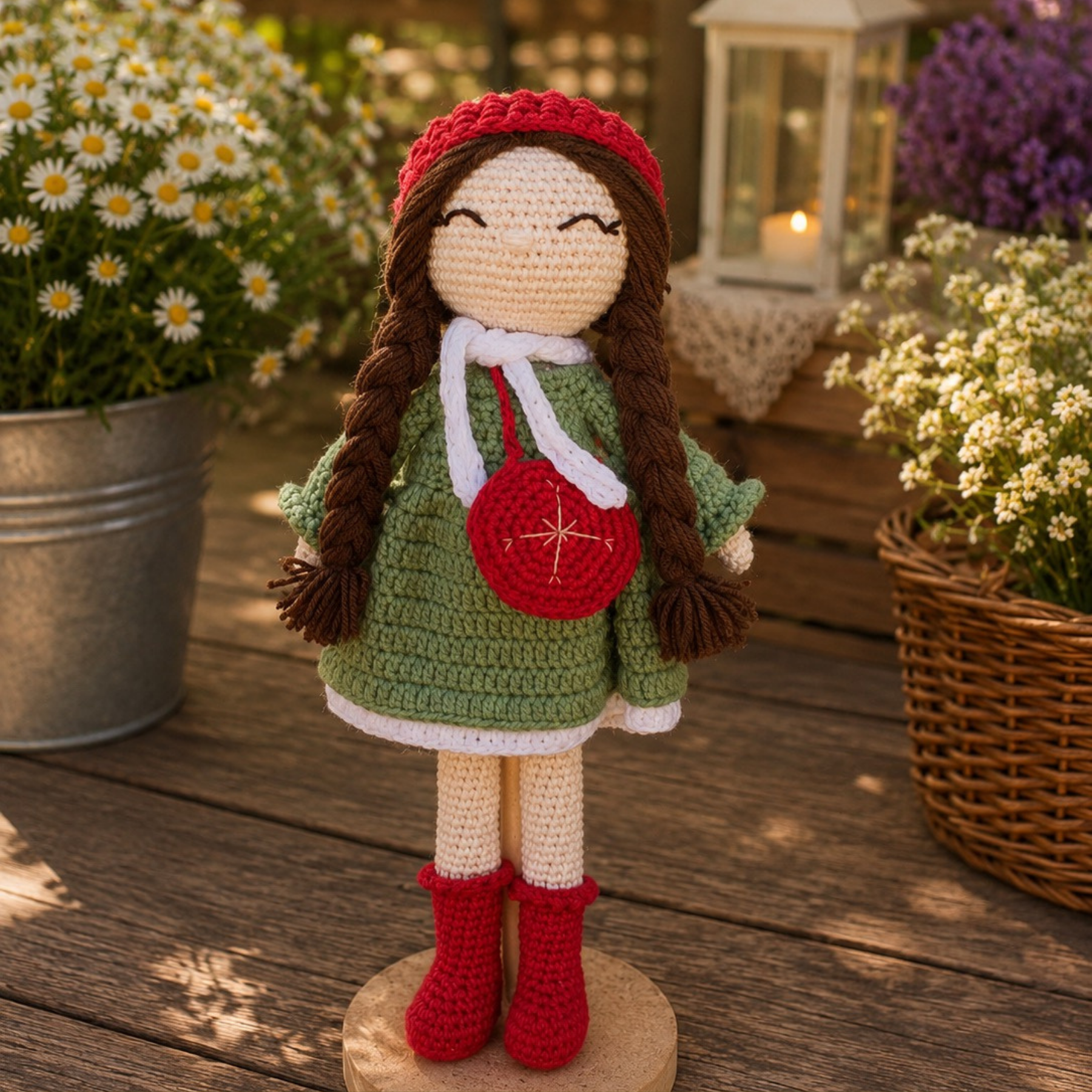 Snowflake Yılbaşı Bebeği – 33 cm Organik Pamuk Oyun Arkadaşı Amigurumi