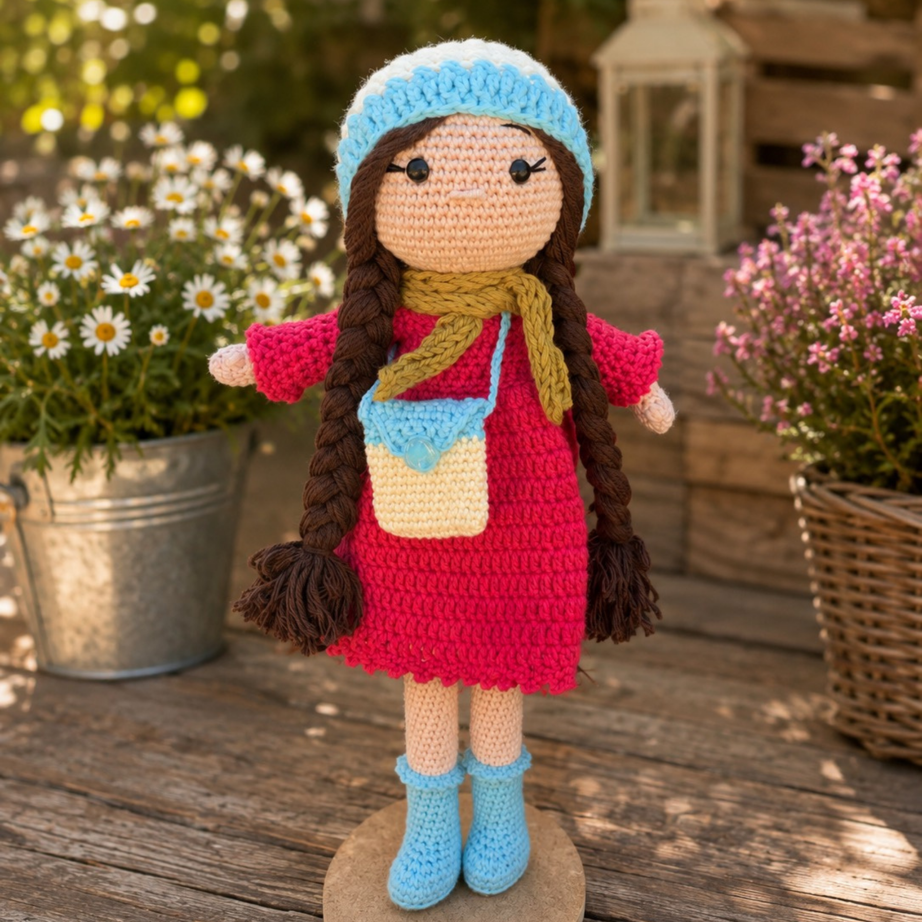 Snowflake Kış Bebeği – 33 cm Organik Pamuk Oyun Arkadaşı Amigurumi
