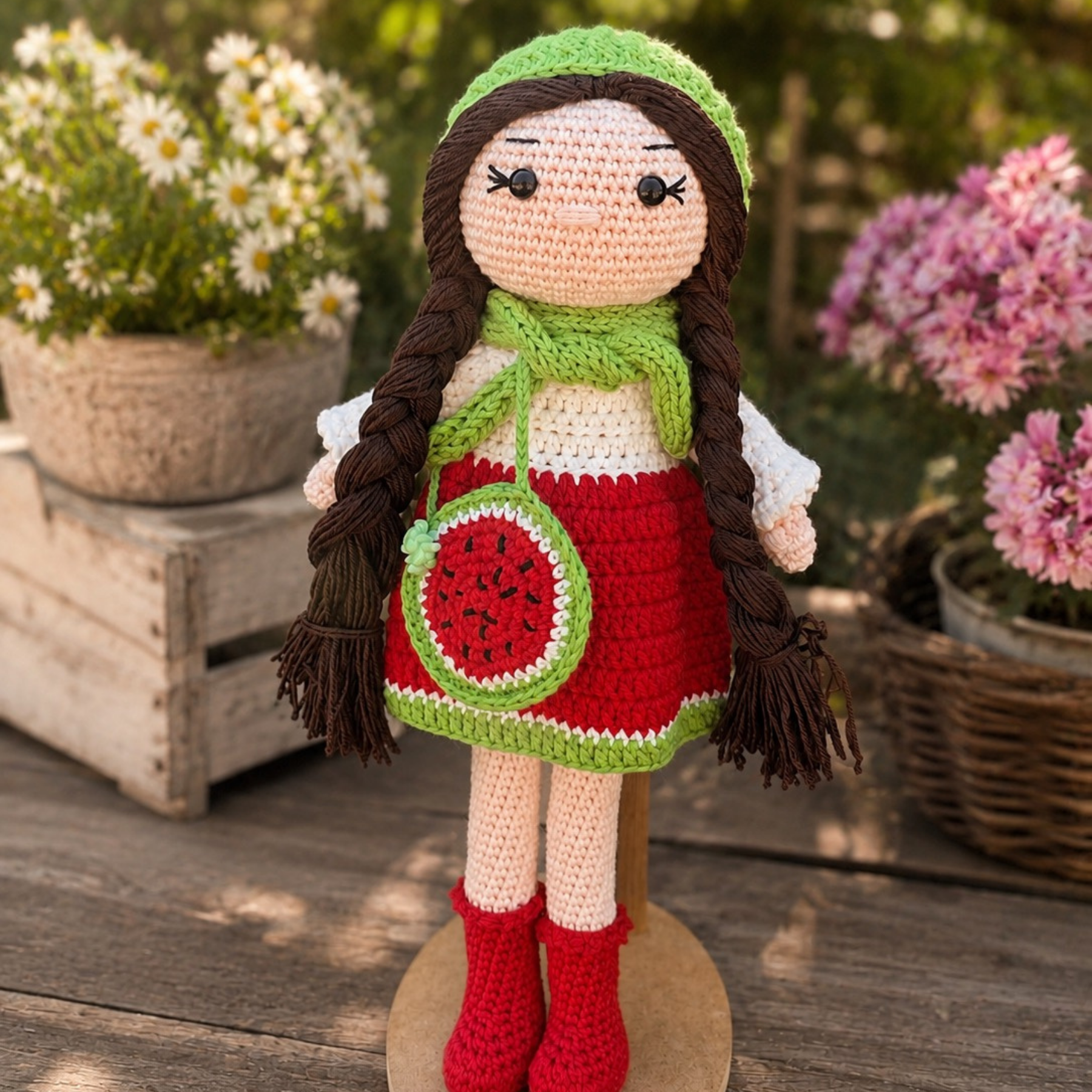 Snowflake Kış Bebeği – 33 cm Organik Pamuk Oyun Arkadaşı Amigurumi