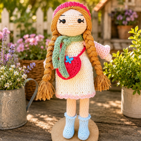 Snowflake Kış Bebeği – 33 cm Organik Pamuk Oyun Arkadaşı Amigurumi