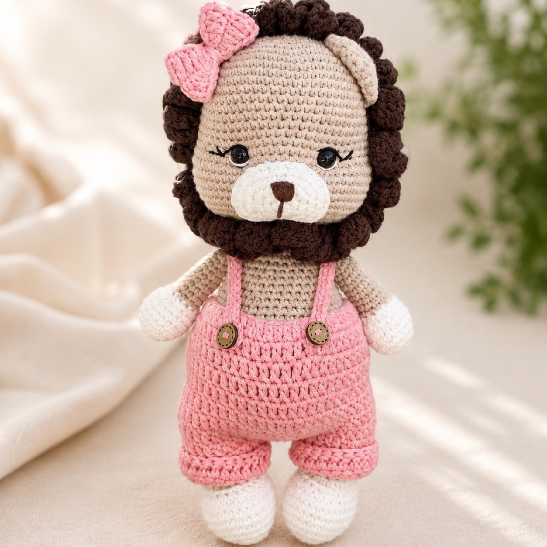 Organik Pamuklu Aslan Amigurumi Oyuncak – 24 cm