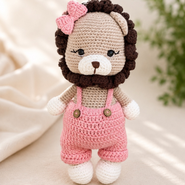 Organik Pamuklu Aslan Amigurumi Oyuncak – 24 cm