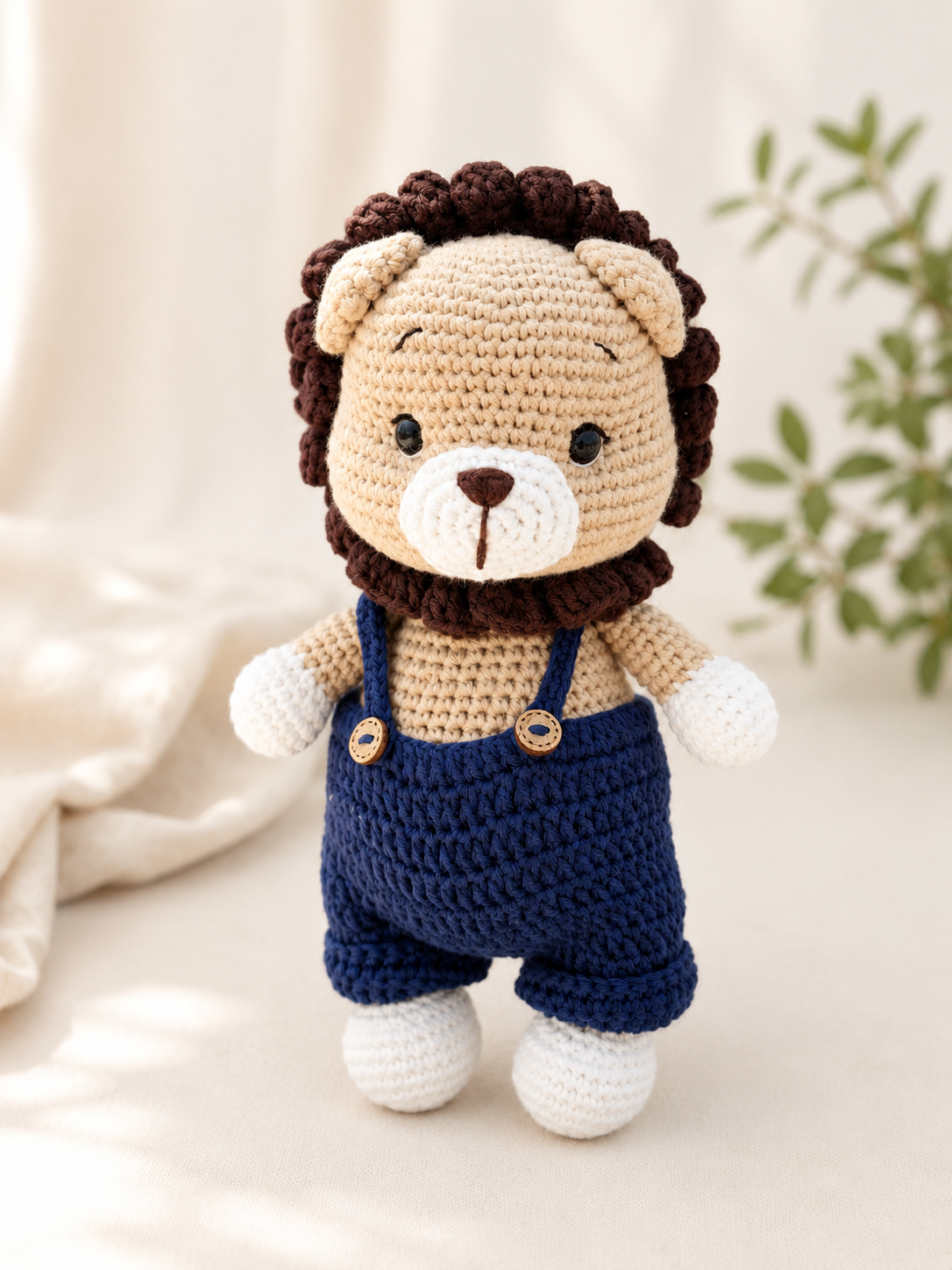 Organik Pamuklu Aslan Amigurumi Oyuncak – 24 cm