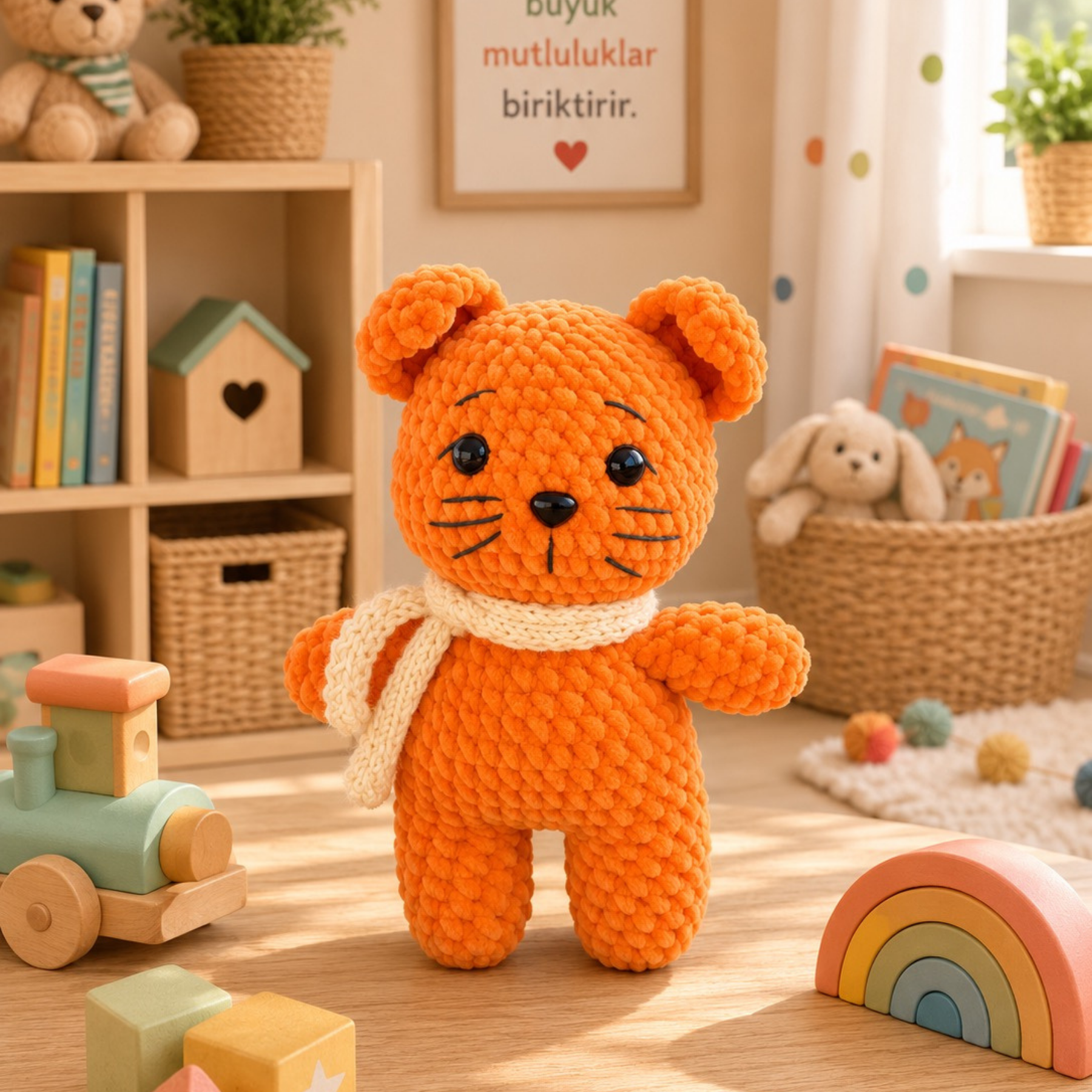 Kadife İpten Sevimli Kedi Oyun Arkadaşı – 21 cm