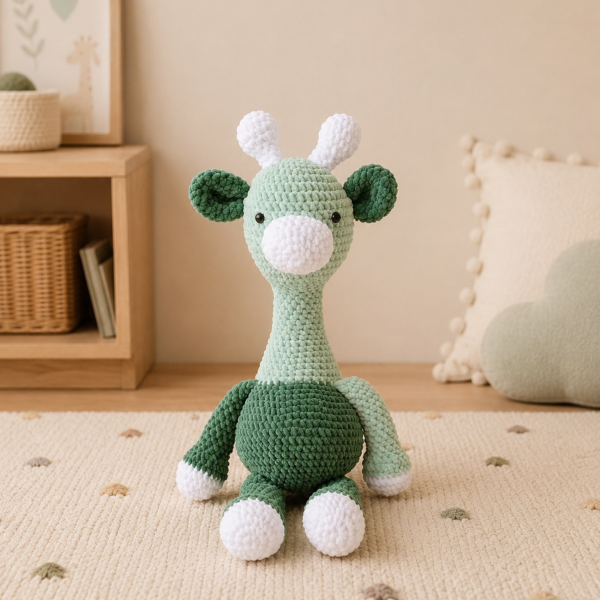 El Yapımı Amigurumi Kadife İp Zürafa  Oyuncak 52 cm