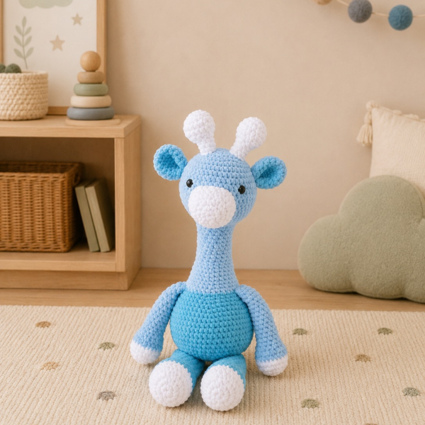 El Yapımı Amigurumi Kadife İp Zürafa  Oyuncak 52 cm