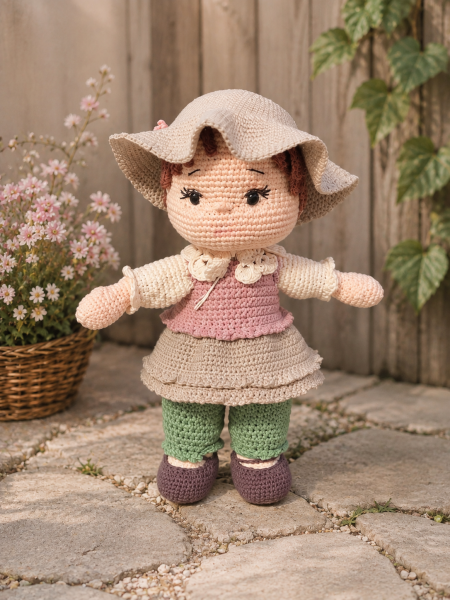 30 cm Organik Pamuk Oyun Arkadaşı Bebek – Amigurumi El Yapımı Bebek