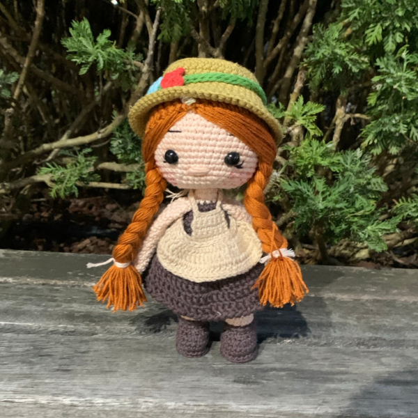 25 cm Anne Shirley Organik Pamuk Amigurumi El Yapımı Oyun Arkadaşı Bebek