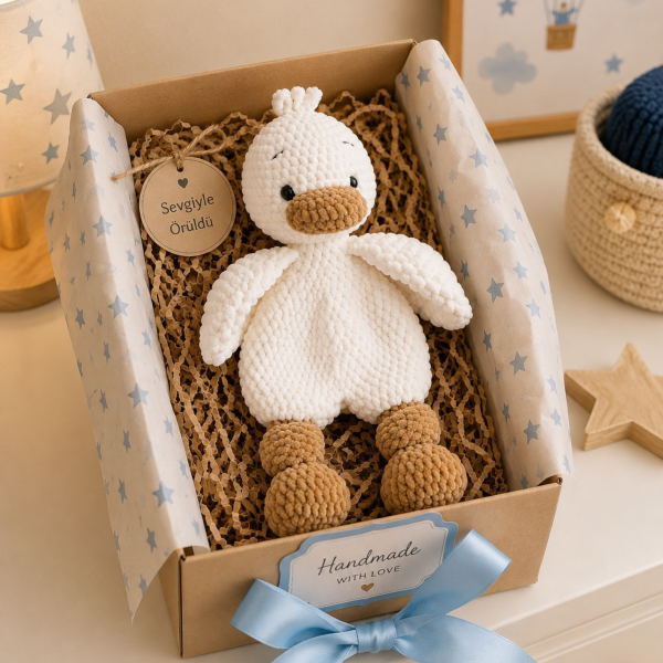 40 cm Amigurumi Ördek Uyku Arkadaşı – El Yapımı Yumuşak Kadife İp