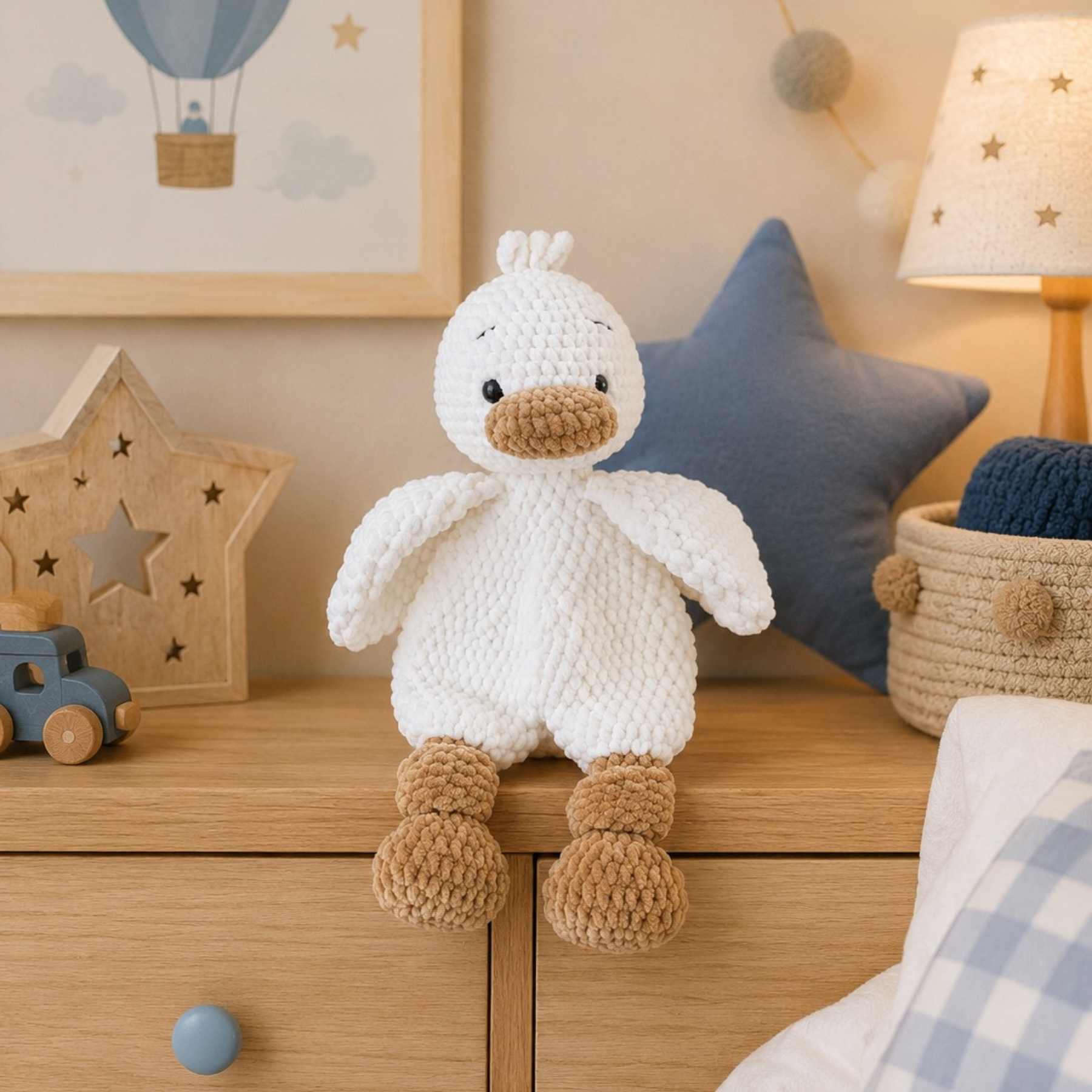 40 cm Amigurumi Ördek Uyku Arkadaşı – El Yapımı Yumuşak Kadife İp