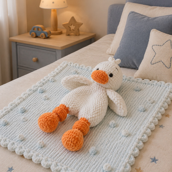 40 cm Amigurumi Ördek Uyku Arkadaşı – El Yapımı Yumuşak Kadife İp