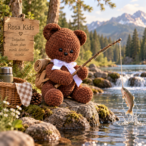 30 cm Kadife İp Amigurumi Ayıcık – El Yapımı Oyun Arkadaşı