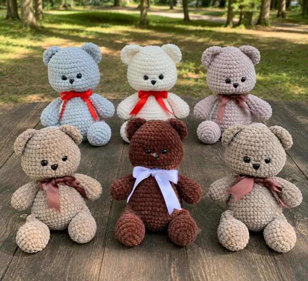30 cm Kadife İp Amigurumi Ayıcık – El Yapımı Oyun Arkadaşı
