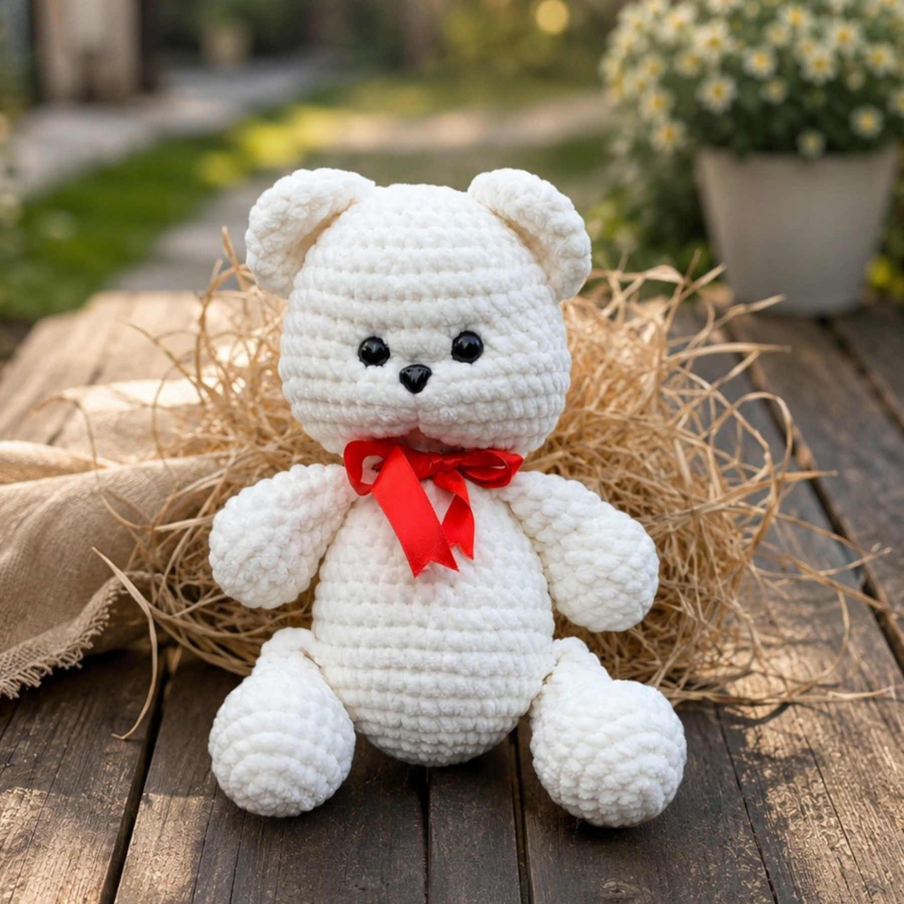 30 cm Kadife İp Amigurumi Ayıcık – El Yapımı Oyun Arkadaşı