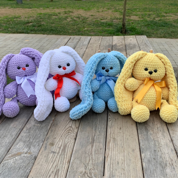 Kadife İpten Sevimli Uzun KulaklıTavşan Oyun Arkadaşı – 30 cm