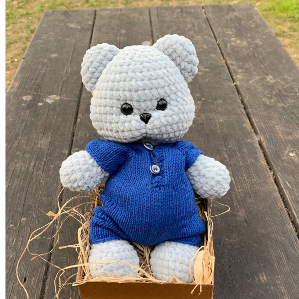 30 cmTulumlu Kadife İp Amigurumi Ayıcık – El Yapımı Oyun Arkadaşı