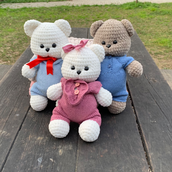 30 cmTulumlu Kadife İp Amigurumi Ayıcık – El Yapımı Oyun Arkadaşı