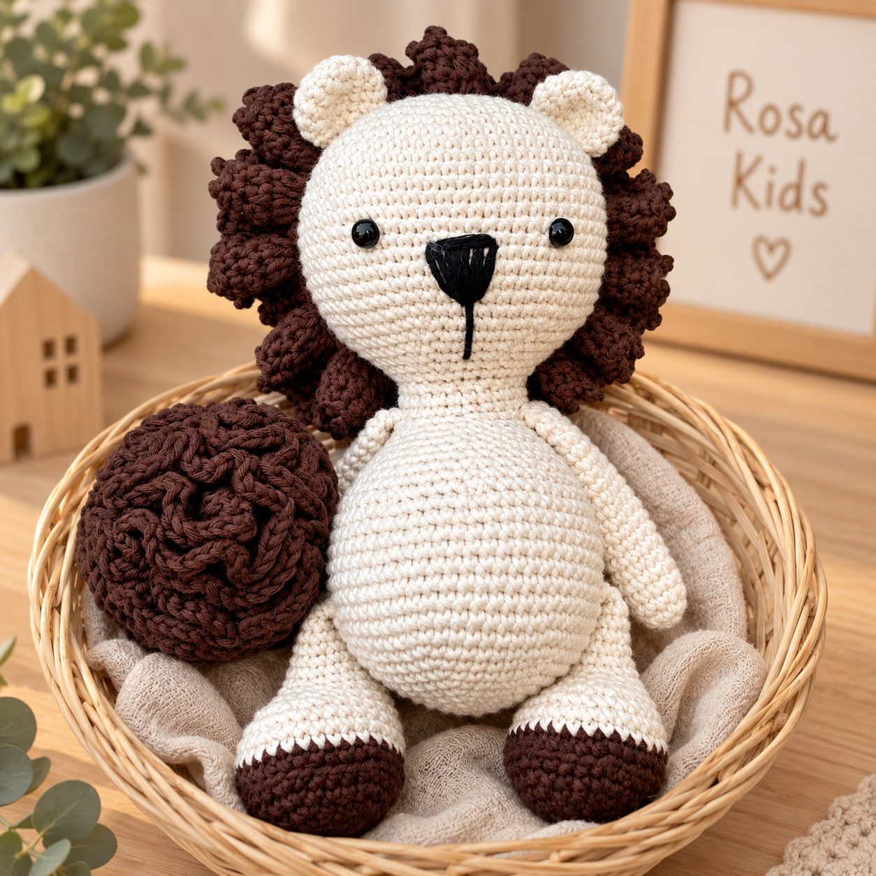 Organik Pamuklu Aslan Amigurumi Oyuncak – 28 cm
