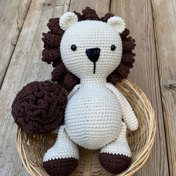 Organik Pamuklu Aslan Amigurumi Oyuncak – 28 cm