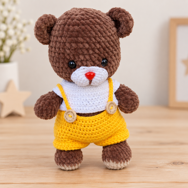 30 cmTulumlu Kadife İp Amigurumi Ayıcık – El Yapımı Oyun Arkadaşı