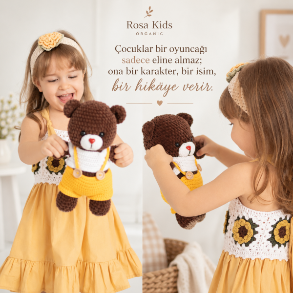 30 cmTulumlu Kadife İp Amigurumi Ayıcık – El Yapımı Oyun Arkadaşı