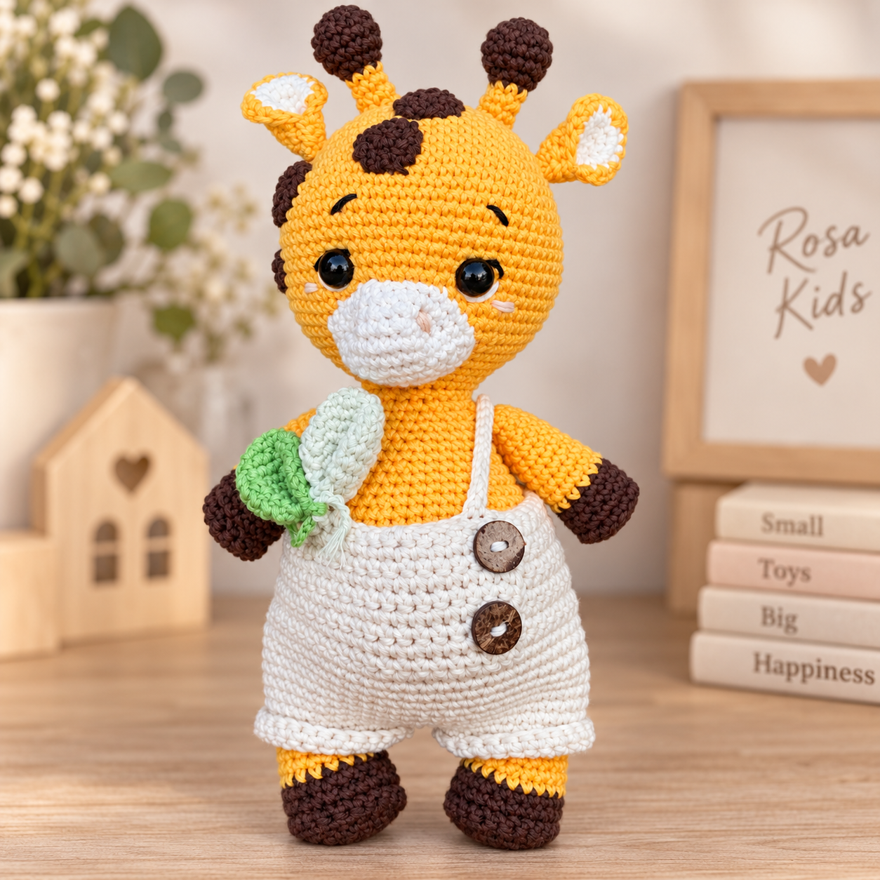 El Yapımı Organik Pamuk Zürafa Amigurumi – 27 cm
