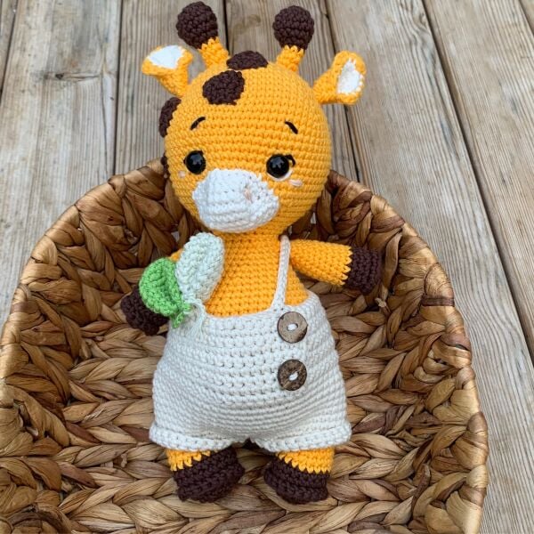 El Yapımı Organik Pamuk Zürafa Amigurumi – 27 cm
