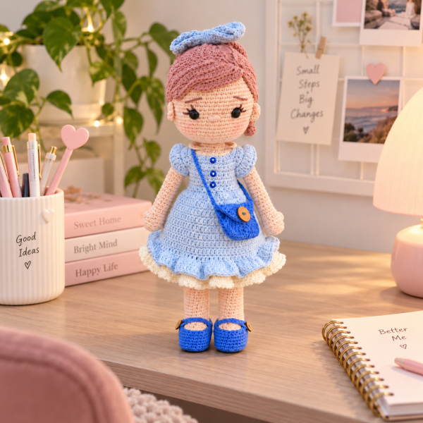 30 cm Organik Pamuk Oyun Arkadaşı Bebek – Amigurumi El Yapımı Bebek