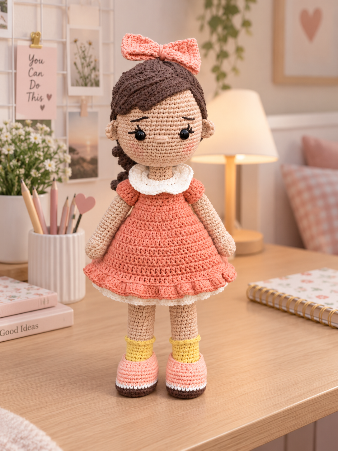 30 cm Organik Pamuk Oyun Arkadaşı Bebek – Amigurumi El Yapımı Bebek