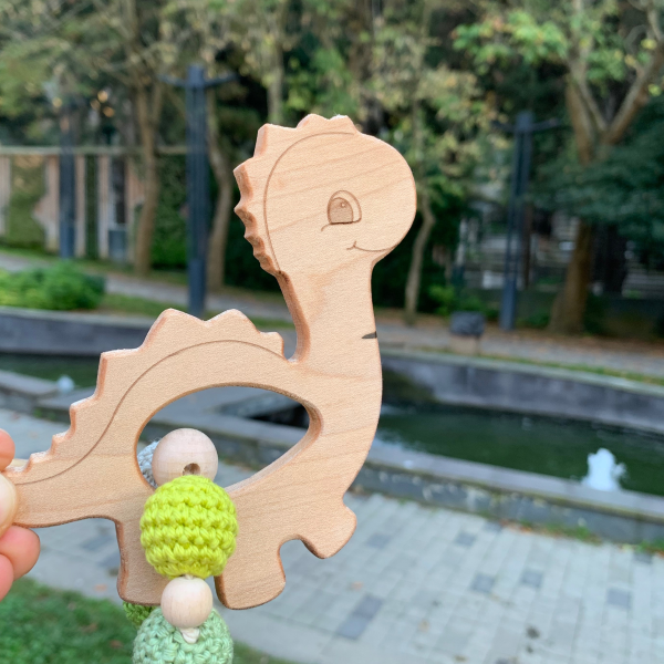 El Yapımı Organik Pamuk  Dino  Diş Kaşıyıcı