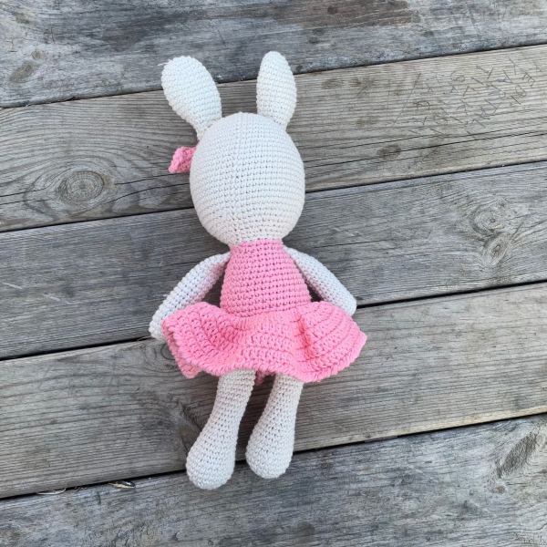 El Yapımı Organik Pamuk Uyku Arkadaşı   Pembe Tavşan 28 cm