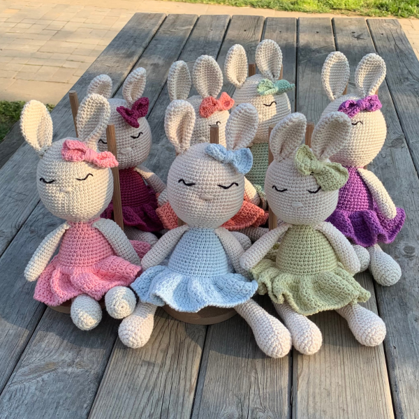 El Yapımı Organik Pamuk Uyku Arkadaşı   Pembe Tavşan 28 cm
