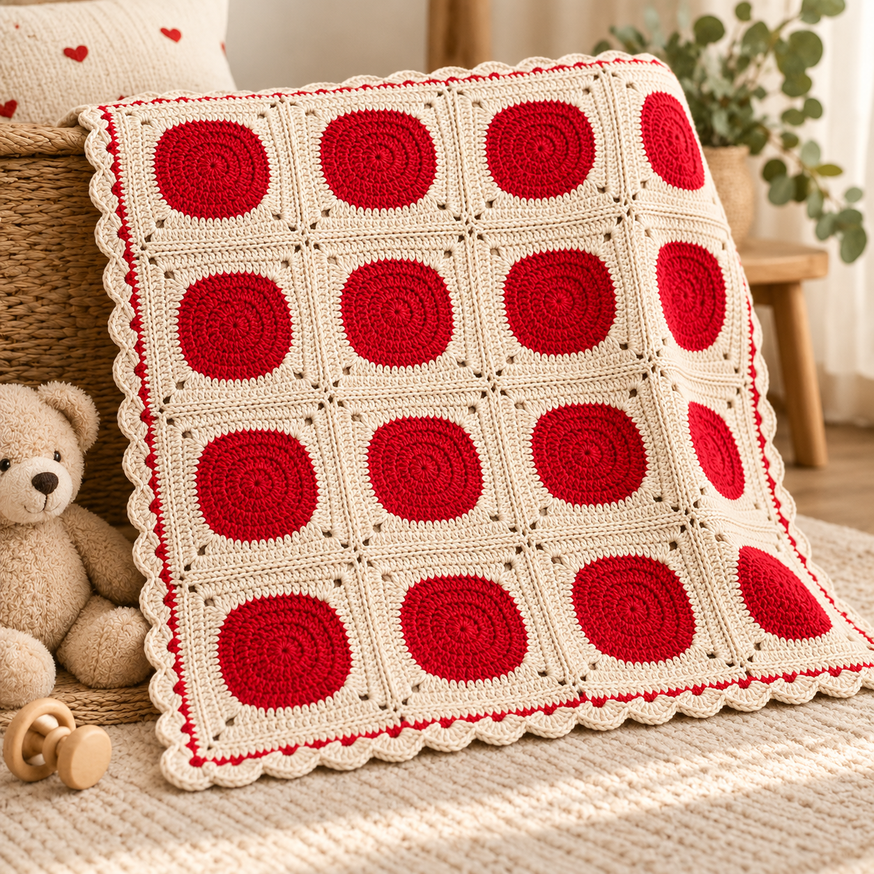 El Örgüsü  Organik Pamuk  Unisex Battaniye 90x90 cm