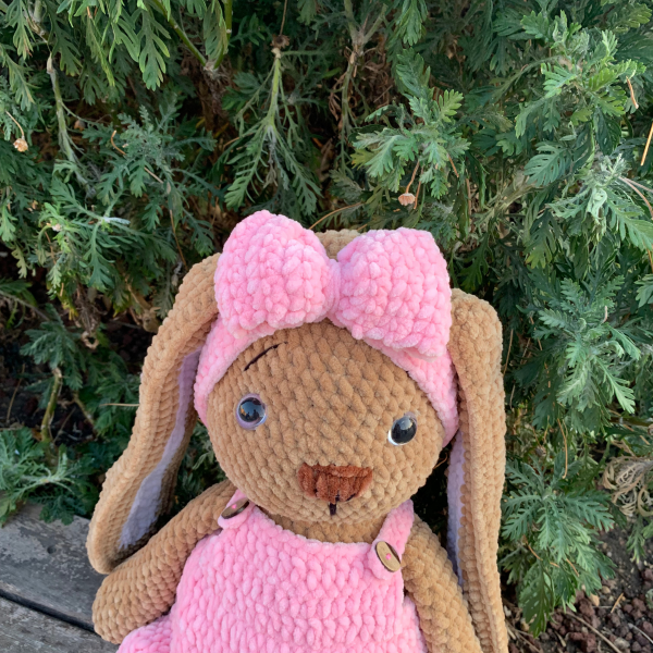 49 cm El Yapımı Kadife Amigurumi Uzun Kulaklı Tavşan Oyuncağı