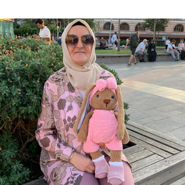 49 cm El Yapımı Kadife Amigurumi Uzun Kulaklı Tavşan Oyuncağı